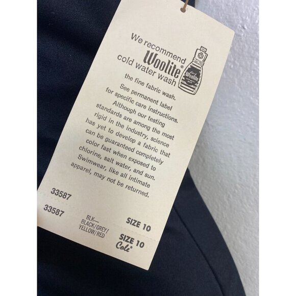 Vintage Cole Of California 40s 50s Retro One Piece Swimsuit Size 10 Black Red - Picture 5 of 16